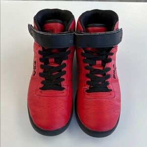 Fila Kids Red and Black High-Top Sneakers